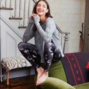 Terez Nordstrom To The Moon Leggings M Star Print Tall Band Athletic Gray B55